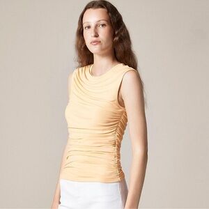 J. Crew Ruched Shell Top in Matte Jersey - Candlelight Yellow L